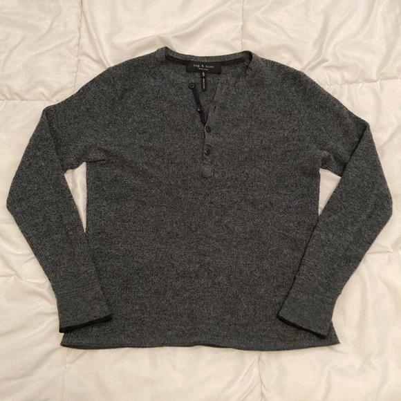 rag & bone Sweaters - Rag & Bone 100% Merino Wool Henley Pullover Sweater Dark Heather Gray Size M